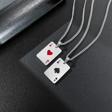 1 Piece Classic Poker Stainless Steel Men's Necklaces 2