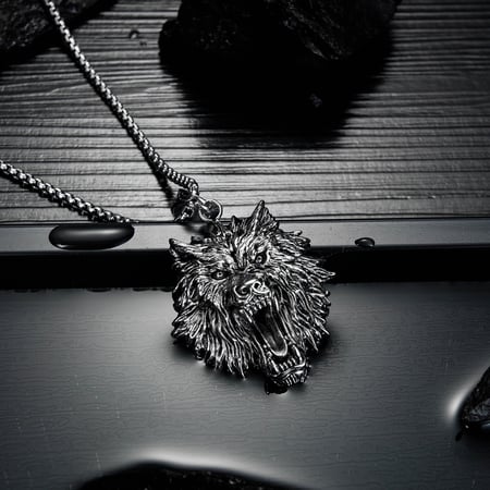 1 Piece Distinctive Wolf Head Stainless Steel Men's Necklaces