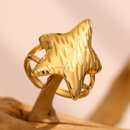 1 stuk creatief ontwerp zeester gouden roestvrijstalen damesring 2