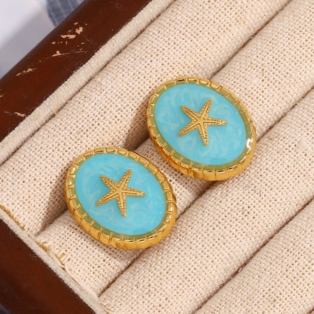 Vintage Light Luxury Starfish Color Clash Stainless Steel Women's Earrings 2