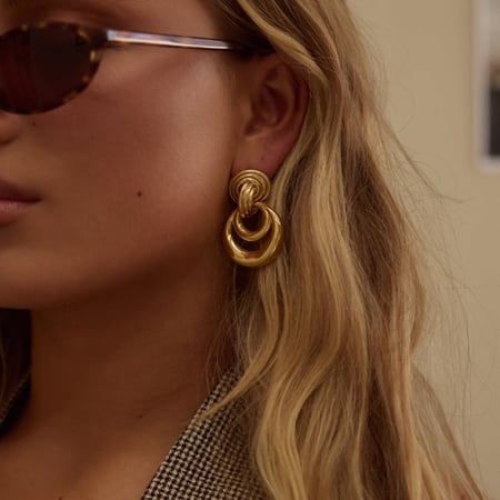 style twist stainless steel gold color stud earrings 2