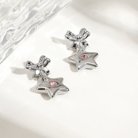 Sweet and Cool Style Star Stainless Steel Drop Earrings