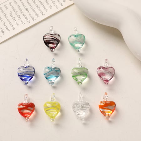 1 Piece Stripe Heart Glass DIY Women's Pendants 2