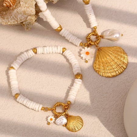 Shell Stainless Steel Gold Color Charm Bracelets 2