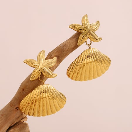 Boucles d'oreilles tendance en acier inoxydable pour femme, série Ocean Starfish 2