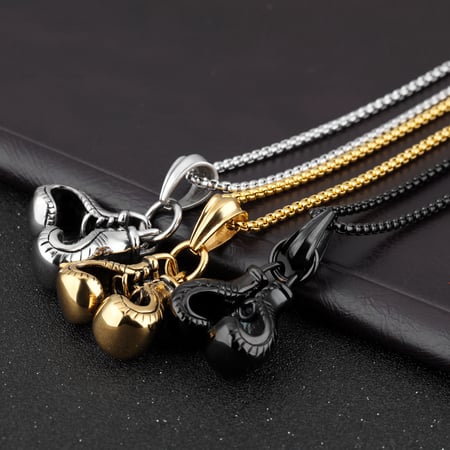 1 Stück elegante Herrenhalsketten aus Edelstahl mit Boxhandschuhen 2