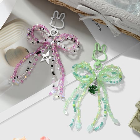Sweet Beaded Bow Bag Charms 2