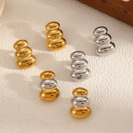 Patchwork Stainless Steel Gold Color Stud Earrings