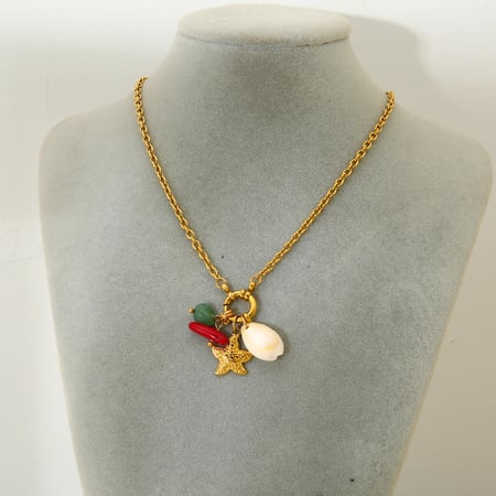 Ocean Series Gold Color Stainless Steel Starfish - Tassel Necklace for Women 2