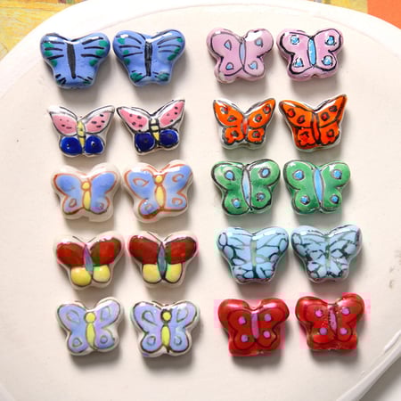 1 Stück natürliche Schmetterlingskeramik-Perlen zum Selbermachen von Schmuck 2