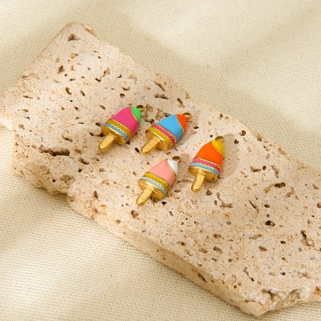 Niedlicher farbiger Emaille-Tropfen-Eis-DIY-Anhänger aus Edelstahl 2