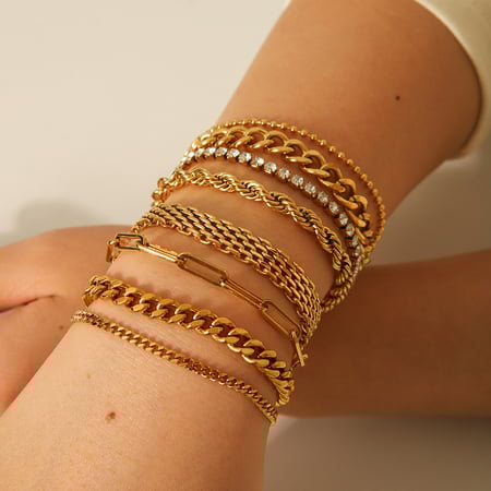 1 Piece Simple Hundred Matching Gold Stainless Steel Women's Bracelet 2
