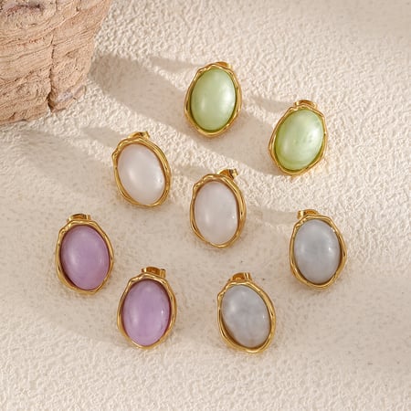 Stainless Steel Gold Color Stud Earrings 2