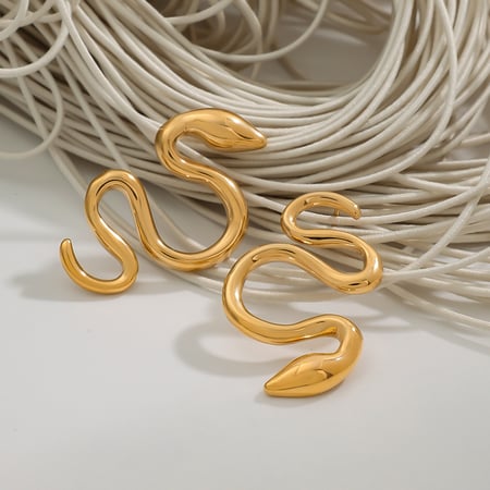 Retro Schlange Edelstahl Gold Farbe Ohrstecker 2
