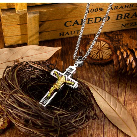 Klassische Kreuz Edelstahl Gold & Silber Farbe Herren Halsketten 2