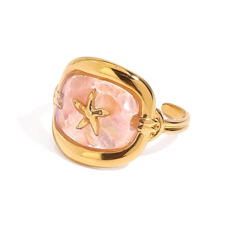 Oceanic Stainless Steel Gold Color Statement Rings 2