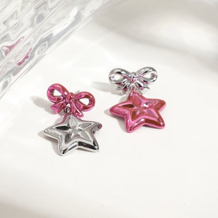 Sweet and Cool Style Star Stainless Steel Drop Earrings 2