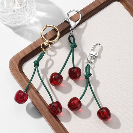 Leather Cherry Bag Charms 2