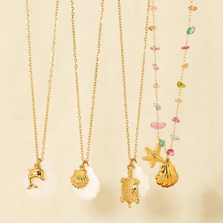 Colliers pour femmes avec pendentif étoile de mer et coquillage de la série Ocean 2