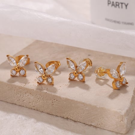 1 Paar Ohrstecker in Schmetterlingsform aus Edelstahl in Goldfarbe 2