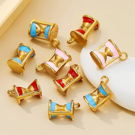 1 Piece Delicate Series Sand Clock Stainless Steel Gold Color Women's Pendants 2