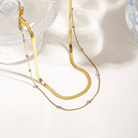 1 stück simple series  style kette edelstahl goldfarben damen layered halsketten