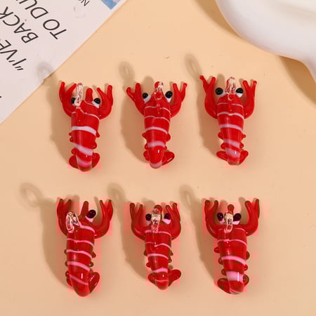 1 Piece Vivid Lobster Glass DIY Jewelry Pendant 2