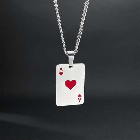 1 Piece Classic Poker Stainless Steel Men's Necklaces