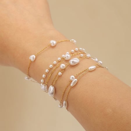 1 Piece Elegant Natural Beads Stainless Steel Women's Chain Necklaces