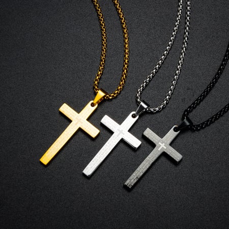 1 Stück Retro-Kreuz-Herrenhalsketten aus Edelstahl 2