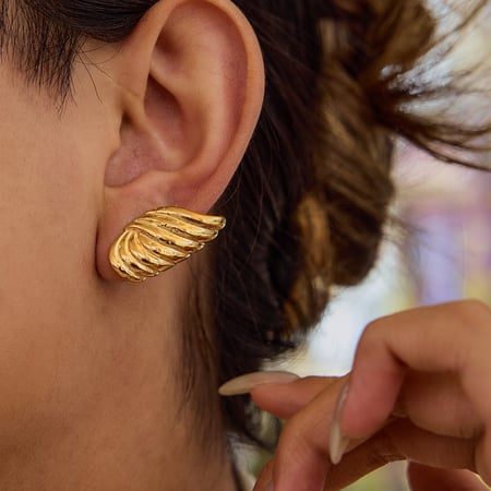 Retro Edelstahl Gold Farbe Ohrstecker 2