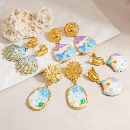 1 Paar Simple Series Vacation Turtle Edelstahl Goldfarben Damen Tropfen Ohrringe