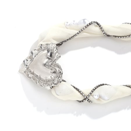 1 Piece French Pearl Mesh Braided Chain Alloy Heart Pendant Necklace