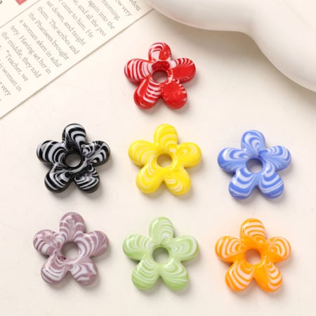 1 Piece Stripe Flower Glass DIY Women's Pendants 2