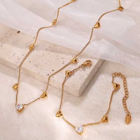 1 Piece Heart Stainless Steel Gold Color Chain Necklace 2