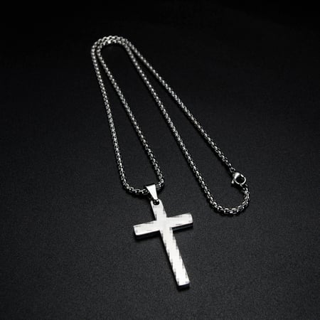 1 Stück Retro-Kreuz-Herrenhalsketten aus Edelstahl