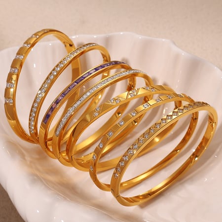 Classic Stainless Steel Gold Color Bangles 2