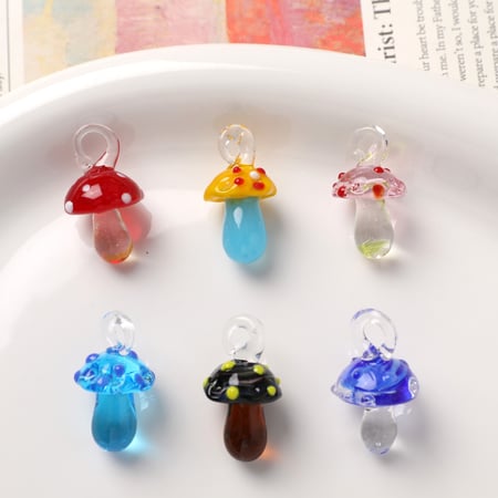 1 Piece Colorful Mushroom Glass DIY Women's Pendants 2