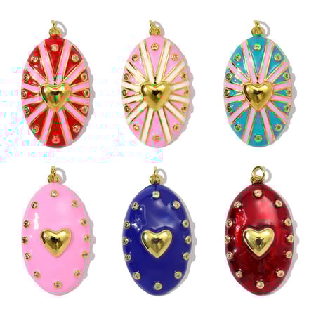 Pendentifs opulents ovales couleur cuivre doré 2