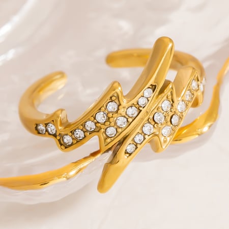 Designable Series Lightning RVS Goudkleurige Statement Ringen