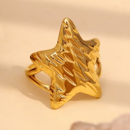 1 stuk creatief ontwerp zeester gouden roestvrijstalen damesring