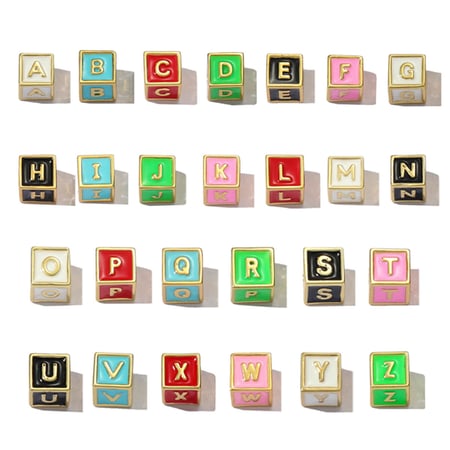 Sophisticated Colorful Letter Cubic Copper Gold Color Pendants 2