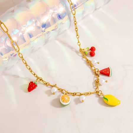 Cute Fruit Series Gold Color Stainless Steel Women’Necklaces 2