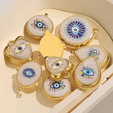 Colgantes de acero inoxidable con forma de ojo colorido retro para mujer 2