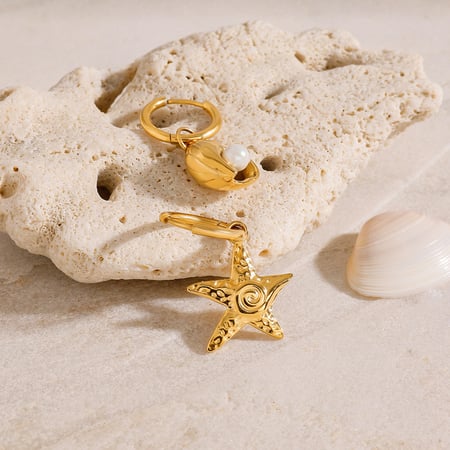 style seestern edelstahl gold farbe tropfen ohrringe