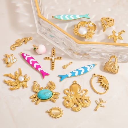 Oceanic Stainless Steel Gold Color Pendants 2
