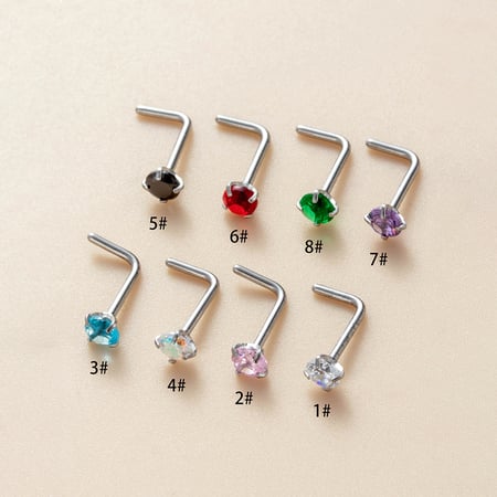 1 Stück bunter Zirkon Damen Nasenstecker