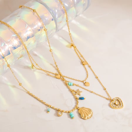 Vacation Shell Stainless Steel Gold Color Women's Pendant Necklaces