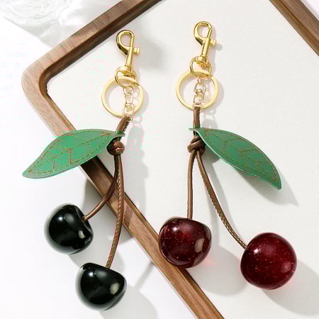 Leather Cherry Bag Charms 2