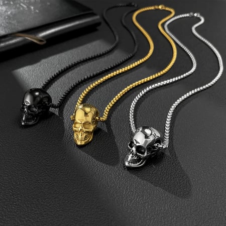 1 Piece Punk Skull Stainless Steel Men's Necklaces 2